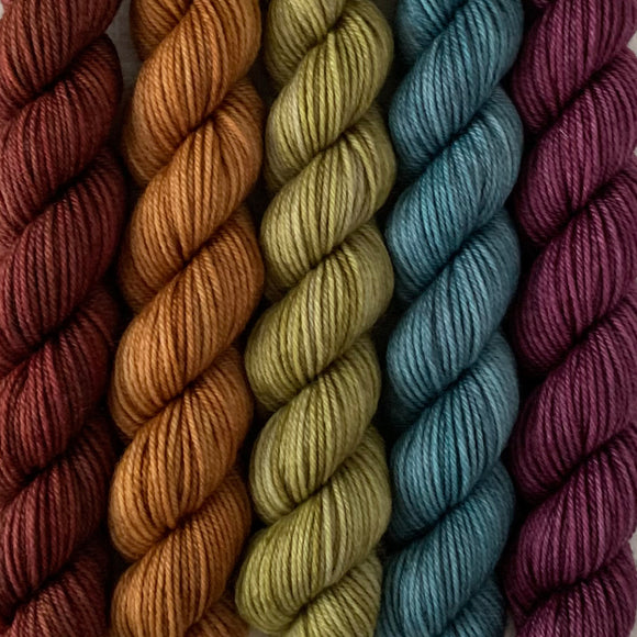 MOODY RAINBOW // Bite-Size Mini Set of 5 // Hand Dyed Yarn