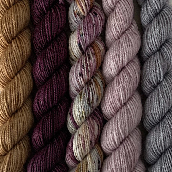 QUEEN CITY // Bite-Size Mini Set of 5 // Hand Dyed Yarn