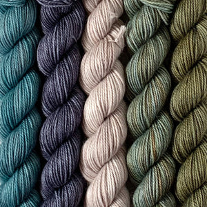 STORM CHASER // Bite-Size Mini Set of 5 // Hand Dyed Yarn