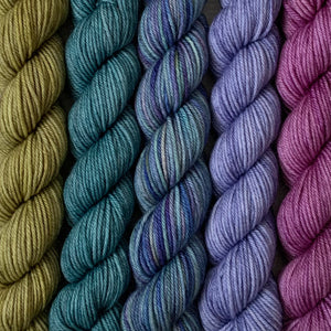 HYDRANGEA // Bite-Size Mini Set of 5 // Hand Dyed Yarn